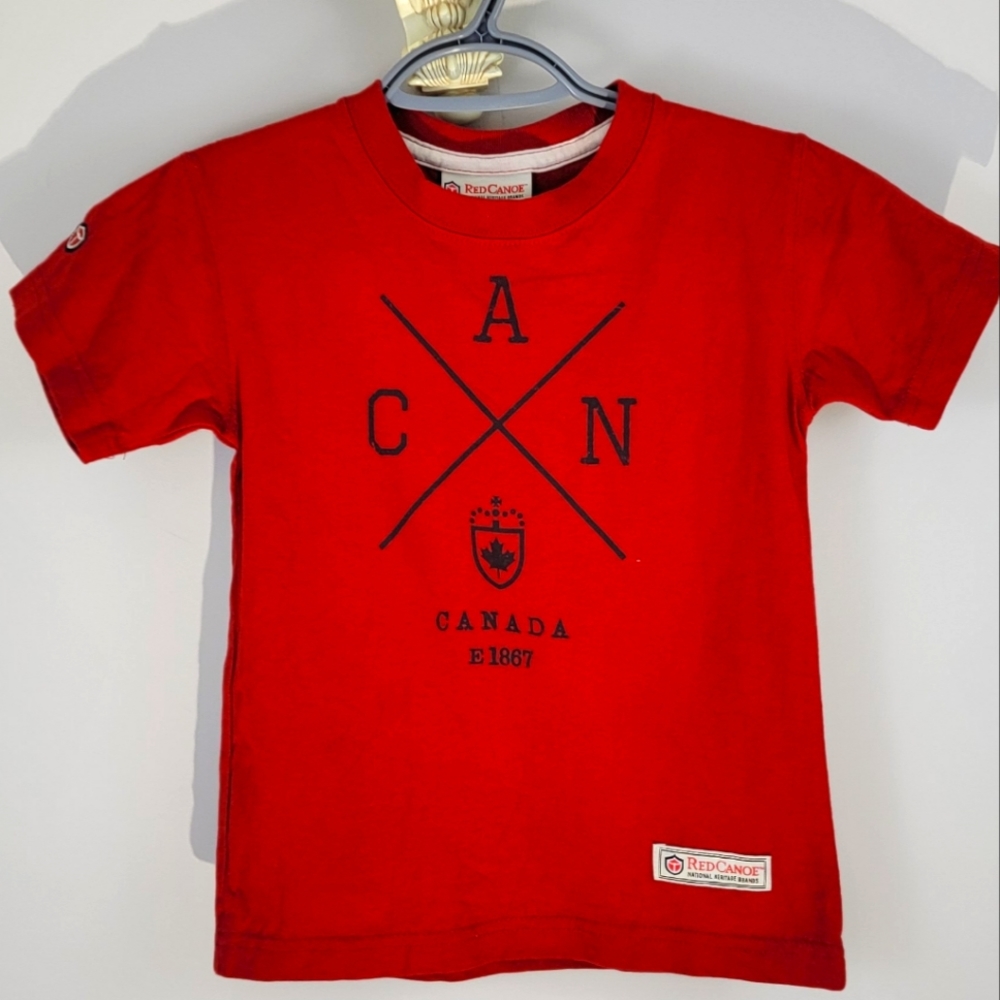 Brand New Red Canoe Kids Size 6 Red Tee Shirt Short Sleeve NWT Made In Canada